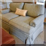 F22. Pair of matching love seats. 32&rdquo;h x 57&rdquo;w x 34&rdquo;d 